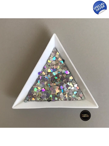 Silver Holographic Hearts