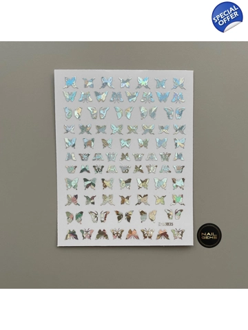 Silver Laser Butterfly Stickers 835