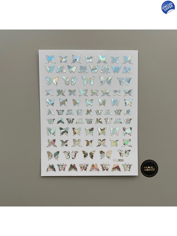 Silver Laser Butterfly Stickers 835