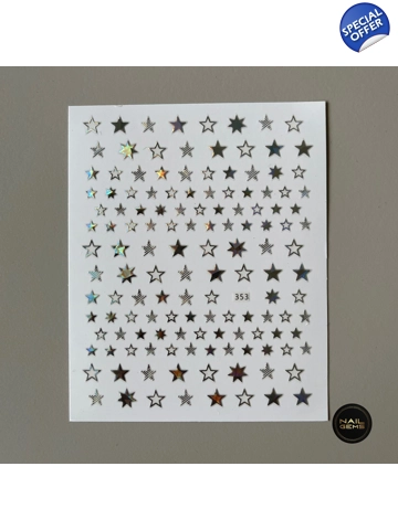 Silver Holographic 3D Star Stickers