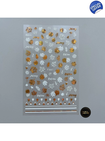 Gold & White Leaves Stickers