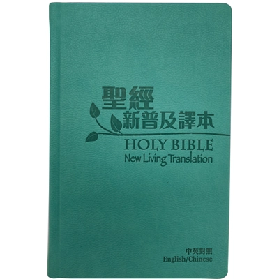 CBT4840 English Chinese Bible NLT/CNLT Traditional Leather Sky Blue Color 中英聖經新普及/NLT-碧藍皮硬面‧銀邊