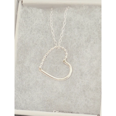 Tiny Half Beaded Heart Pendant