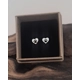 Paw print heart stud earrings