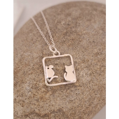 Cat and mouse pendant