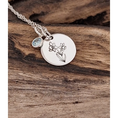 March pendant with birthstone