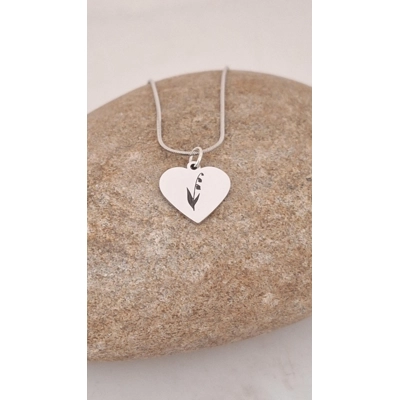 Stainless steel lily of the valley heart pendant