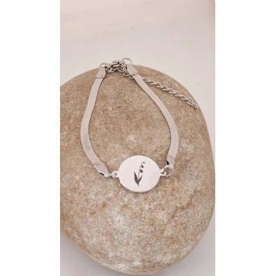 Stainless steel bracelet with Lily of the valley design