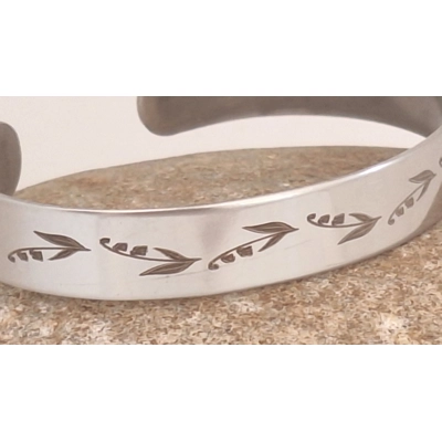 Stainless steel Lily of the Valley cuff bangle