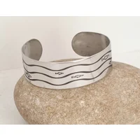 Fish and Wave Stainless steel cuf..