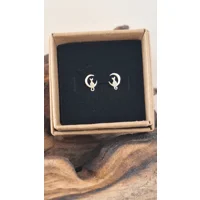 Cat in Moon stud earrings