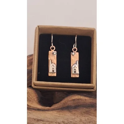 Tin mine Copper drop earrings