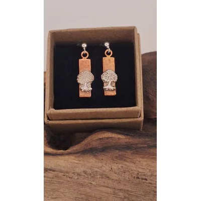Tree of life copper drop earrings