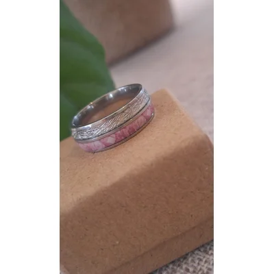 pink stainless steel band ring size S
