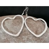 Extra Large Hammered Heart Earrings