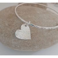 Tree bark Heart Bangle