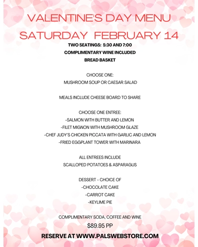 7:00 Seating:  2026  Valentine's Dinner