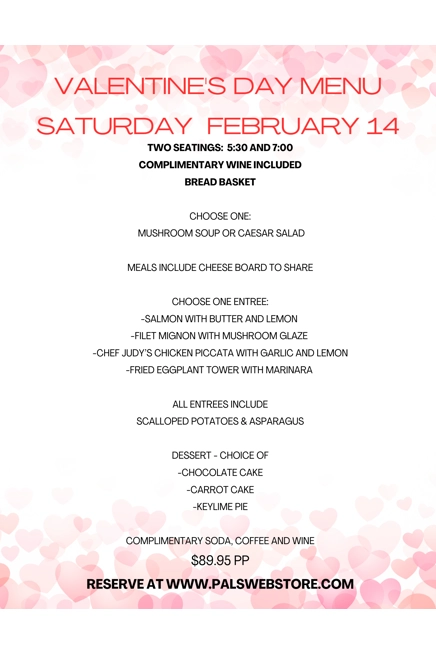 7:00 Seating:  2026  Valentine's Dinner