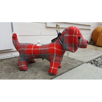Harris Tweed Dachshund Doorstop