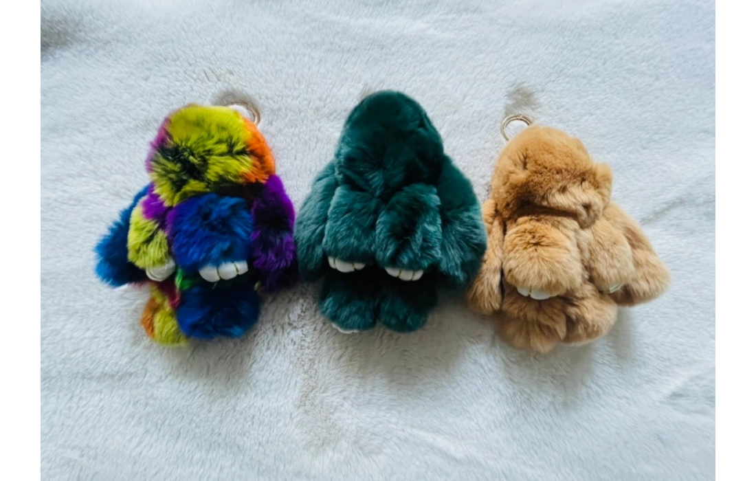 Bunny Purse Charm-Rainbow,Green,Brown