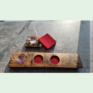 Handmade Oak Whisky Barrel Coaster Flight Taster Board Glencairn Glass jug Loch Lomond Gift