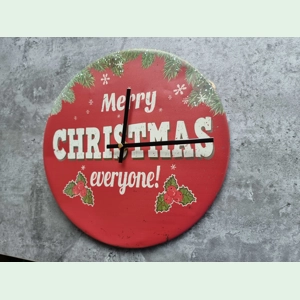 Merry Christmas Festive Wall Clock Decoration Metal Tin Sign Quartz Red Green Black Hands Gift Prese
