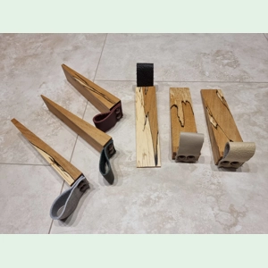 2 x Solid Hardwood Spalted Beech Door Stop Wedges with Lea..
