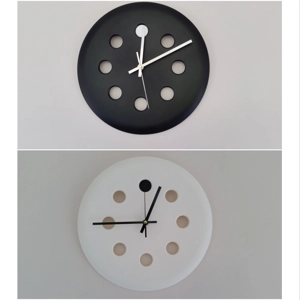 Recycled / Modern Black / White Wall Clock Upcycled Ikea Seat