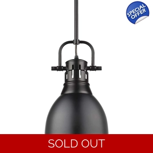 Golden Lighting Duncan 1-Light w/ Matte Black Shade Black Pendant