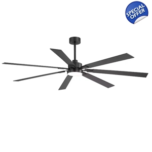 Breezary 7 Blade 72 in. 6 Speed LED Ceiling Fan in Black with Remote Control