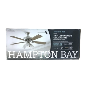Hampton Bay Riley 44 in. Indoor LED Brushed Nickel Ceiling Fan with Remote Open Box