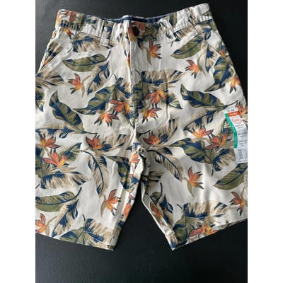 12H Boys Shorts, Beige, Hawaiian Print