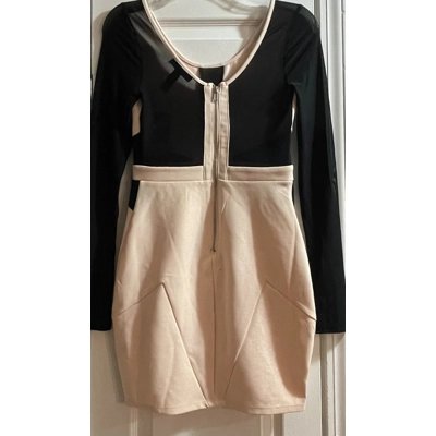 S Womens Party Dress, Champagne & Black