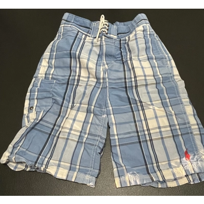 8/10 Boys Swim Shorts, Blue/White Plaid