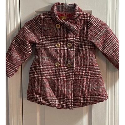 4T Girls Dress Coat, Red Plaid