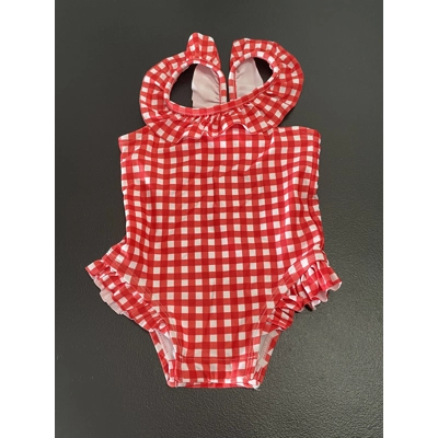 0-6m Girls Swimsuit, Red Gingham