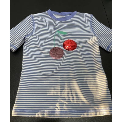 6X Girls Swim Shirt, Striped w/Cherries