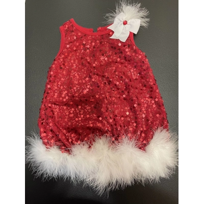 18 Months Girls Tunic, Red Sequined