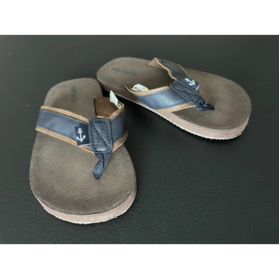 11 Toddler Boys Flip Flops, Brown & Navy