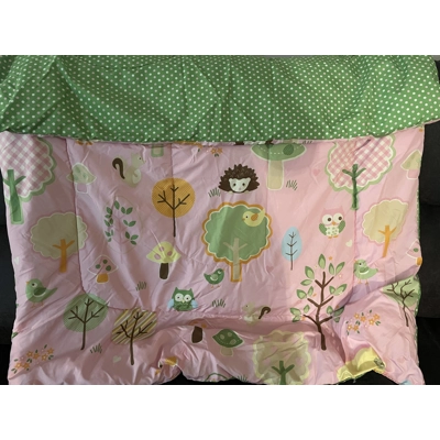 Crib/Toddler Bed Blanket, Pink/Woodland Creatures