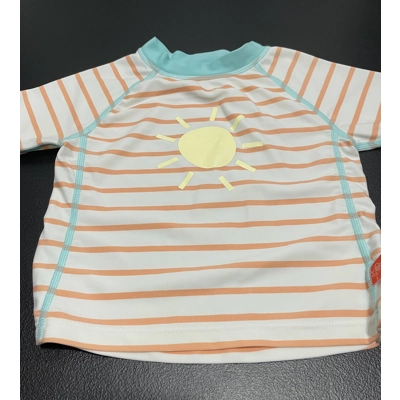 12M Girls Rash Guard, Striped w/Sun