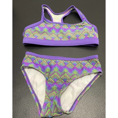 4 Girls Bikini, Purple Geometric Pattern