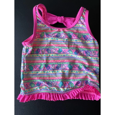 6 Girls Tankini Top, Pink, Heart & Pineapple Print