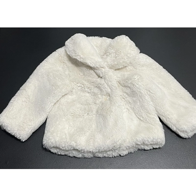 12-18M Girls Coat, Ivory Faux Fur