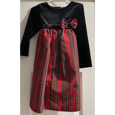 3T Girls Christmas Dress, Black & Red Plaid