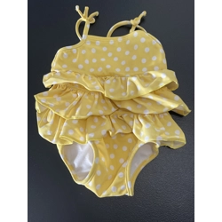 0-3m Girls Swimsuit, Yellow w/White Polkadots