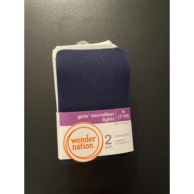 7-10 Girls Tights, 3pk, Navy & White