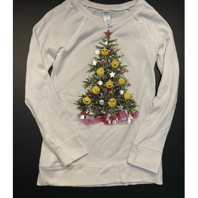 7 Girls Knit Top, White w/Christmas Tree