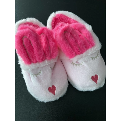 1-2 Girls Slippers, Fuzzy Pink Bunny