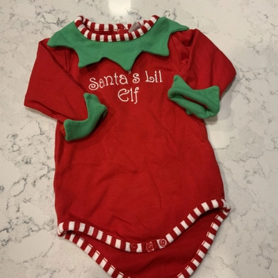 6-12M Infant Unisex Santa Elf Onsie